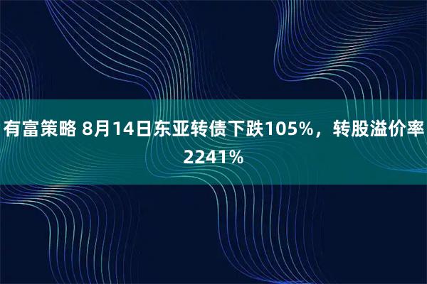 有富策略 8月14日东亚转债下跌105%，转股溢价率2241%